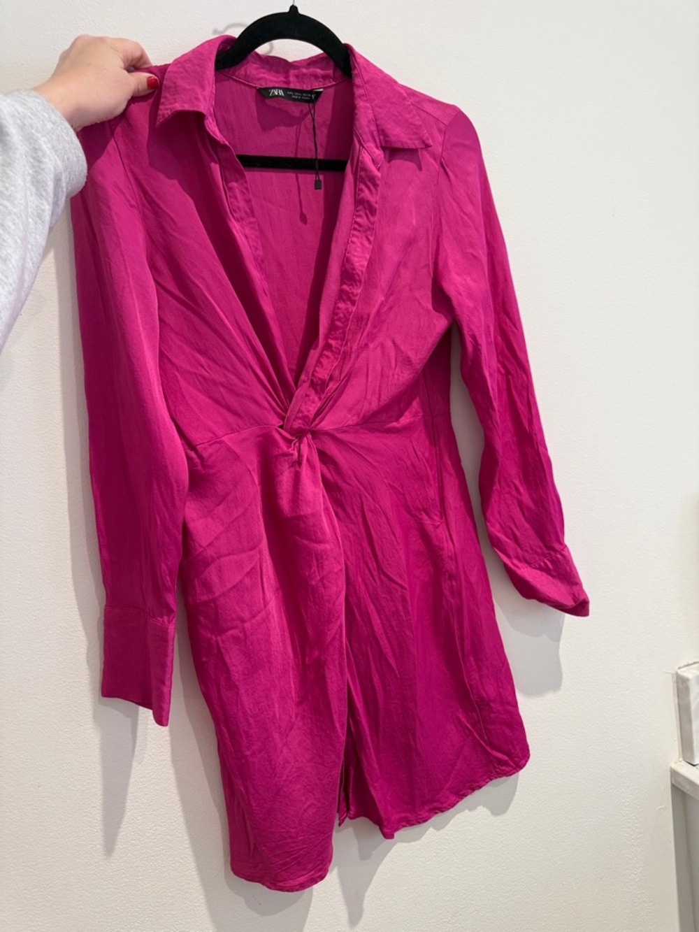 ZARA Hot Pink Knot-Front Romper